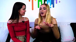 Nico fucks petite German teens in group casting with big tits kissing and monster cock threesome