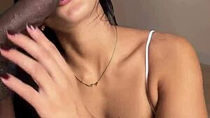 sloppy blowjob with natural tits babe sucking monster big black cock on video call with husband -amateur couple nysdel- 😜