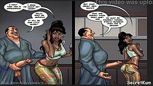 Cheating husband feels intense desire while brutally fucking sexy ebony maid in kitchen.