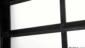 Dude intensely bangs bound adorable Juliette March in rough BDSM group session