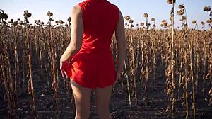 Hot Milf Teases Thong Ass in Short Skirt Outdoors