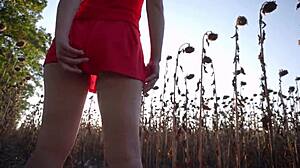 Hot Milf Teases Thong Ass in Short Skirt Outdoors