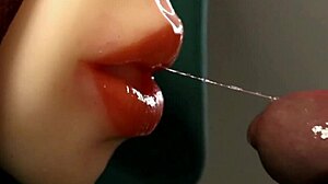 beautiful fuck doll gives wet blowjob to monster cock in latex