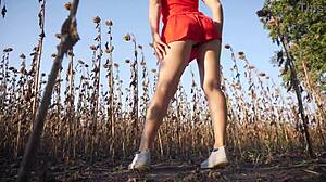 Hot Milf Teases Thong Ass in Short Skirt Outdoors