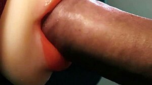 beautiful fuck doll gives wet blowjob to monster cock in latex