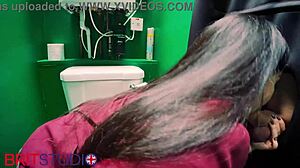 yo, check me out sucking dick at the gloryhole in my student uniform with big tits bouncing!