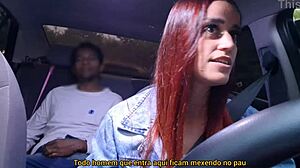 i feel so excited watching this redhead wife in uniform workout fetish as she masturbates in car with ass worshiping