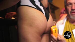 Masked asian couple in leotard gets inspected by doctor at hospital. Interracial fetish patient action unfolds in pornstar style.