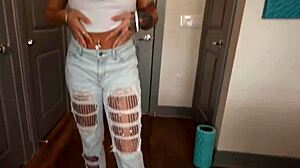 Inked luna shows pierced nipples and sucks dick!