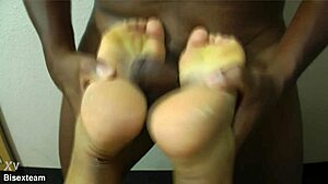 Fan Swann Purple does facesitting footjob interracial foreplay sucking masturbation big clit pussy fucking toes sensual big natural tits.