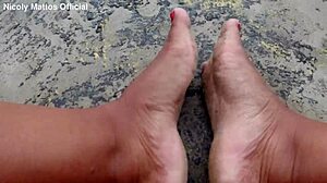 subtle outdoor fetish play with amateurs showing feet and softcore solo action on beach streets