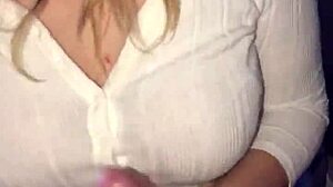 Intense Lipstick Blowjob and Handjob Leading to Cum