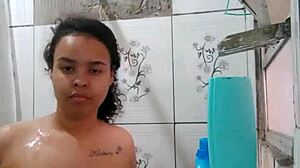 Hot Latina Brunette Pornstar Taking Bath, Exposing Her Wet Pussy And Big Ass!