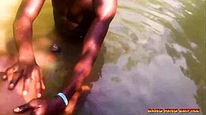 Local Stream Bath Turns Into Hardcore Doggy Style Fuck With Big Black Cock