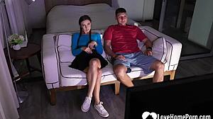 I Crave Teen Brunette Sucks Big Cock On The Sofa With Amateurs Pussy Blowjob Fingering Homemade