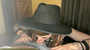 goth girl gives sloppy blowjob for cumshot