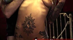 Blonde in dildo scene with midget in extreme deep throat