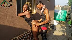 jasmine candy as a neighbor having quick outdoor encounter behind windows