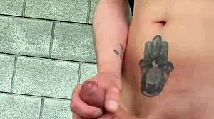 quick outdoor pants-off handjob in public spot