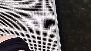 This couple almost gets caught fucking with big cock blowjob and natural tits outdoor at the lake