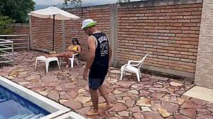 The horny pool guy fucks me hard when my husband's away, part one