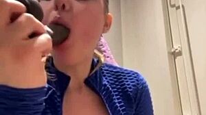 She gives a blowjob in public
