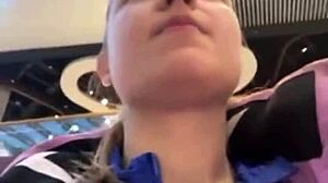 She gives a blowjob in public