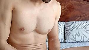 Playing with foreskin while jerking off to cum