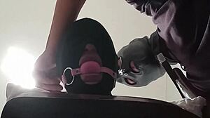 Blindfolded milf, suck that monster cock?