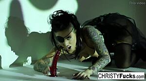 Christy Mack, the pirate, explores her amazing ass and tight wet pussy.