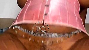 Ebony Teen Accidentally Falls on Bed While in Lingerie