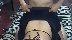 mature milf police woman in thong panties hooks up with stranger for sexy holiday party sex