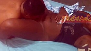 Licking my black woman's pussy, big tits and ass, amateurs, hairy, to orgasm