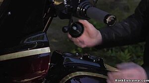 Biker Unchained Blonde For Rough Bdsm Fucking