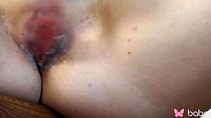 Solo Brunette Lambie Bloom Rubs Wet Shaved Pussy To Orgasm In Stockings And Tattoo