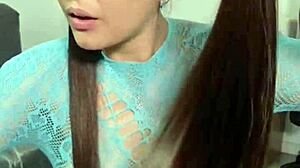 brunette with big ass eats junk food then pukes it all up in fetish solo.