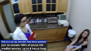 Dr. Tampa Examines Shaved Tattooed Student with Gloves