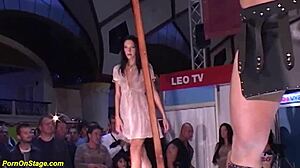 skinny babe banged on public stage