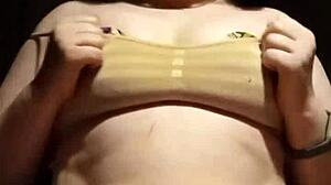 Tiny 18+ Amateur Plays with Big Natural Tits in Lingerie POV.