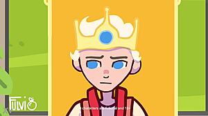 in this cartoon, the king celebrates with his small cock and big tits