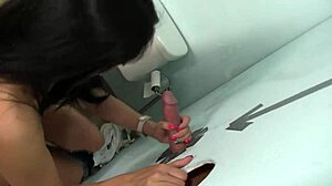 hot babe enjoys solo play through glory hole