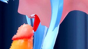 她在3D中展示性爱和口交