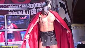 skinny babe banged on public stage