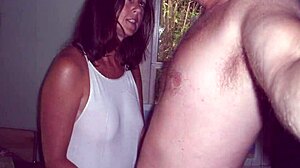 backstage at the bnb sexy owner candi annie gets cute with a guest offering a pov handjob blowjob that ends in facial swallow