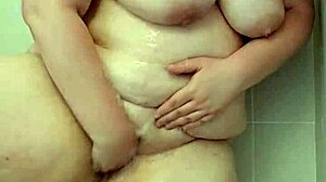 wow, that bbw brunette teases with her big natural tits in the shower!