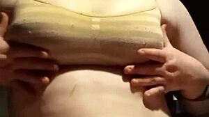 Tiny 18+ Amateur Plays with Big Natural Tits in Lingerie POV.