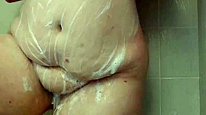 wow, that bbw brunette teases with her big natural tits in the shower!