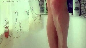 busty teen washes her perfect feet in the shower, it's so fetishy and hot