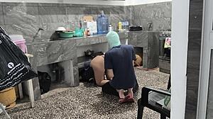 my stepsister got stuck in the kitchen while cleaning so i helped her out