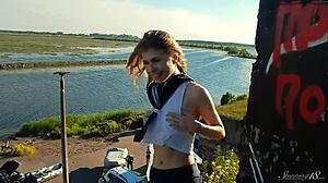 Spunky Teen 18+ Model Gets Naked While Outdoors